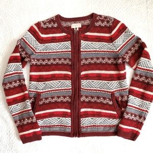 Loft striped cotton  zip cardigan,multicolored